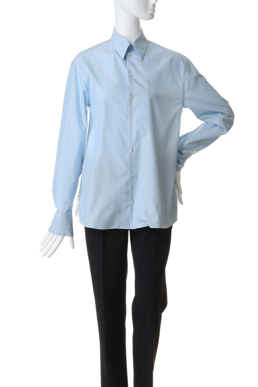 sacai / サカイ | 裾レース コード ストライプシャツ | 1 | ネイビーストライプ | レディース 中古・古着通販】sacai (サカイ) ストライプシャツ ブルー サイズ:2