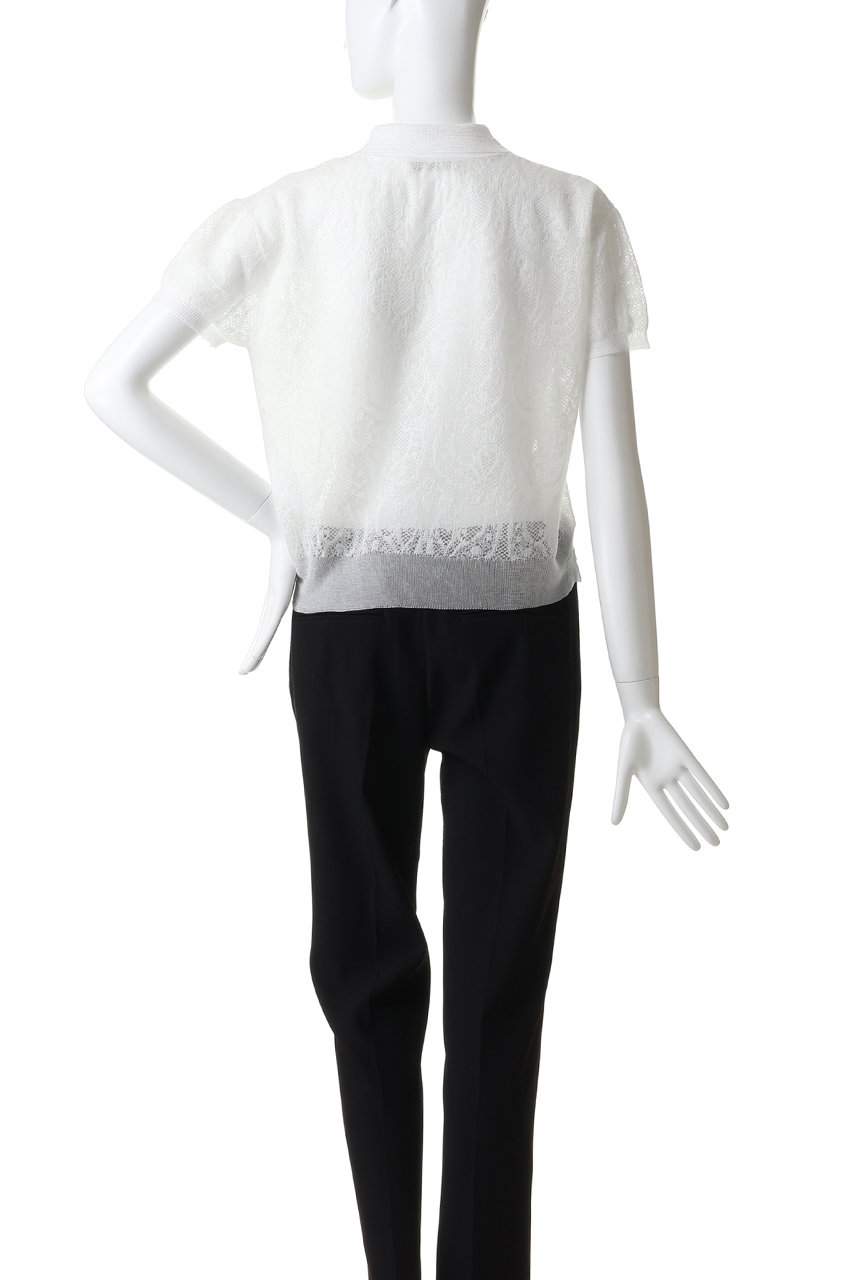 KANAKO SAKAI(カナコ サカイ)｜ジャカード ニット ポロシャツ/ホワイト