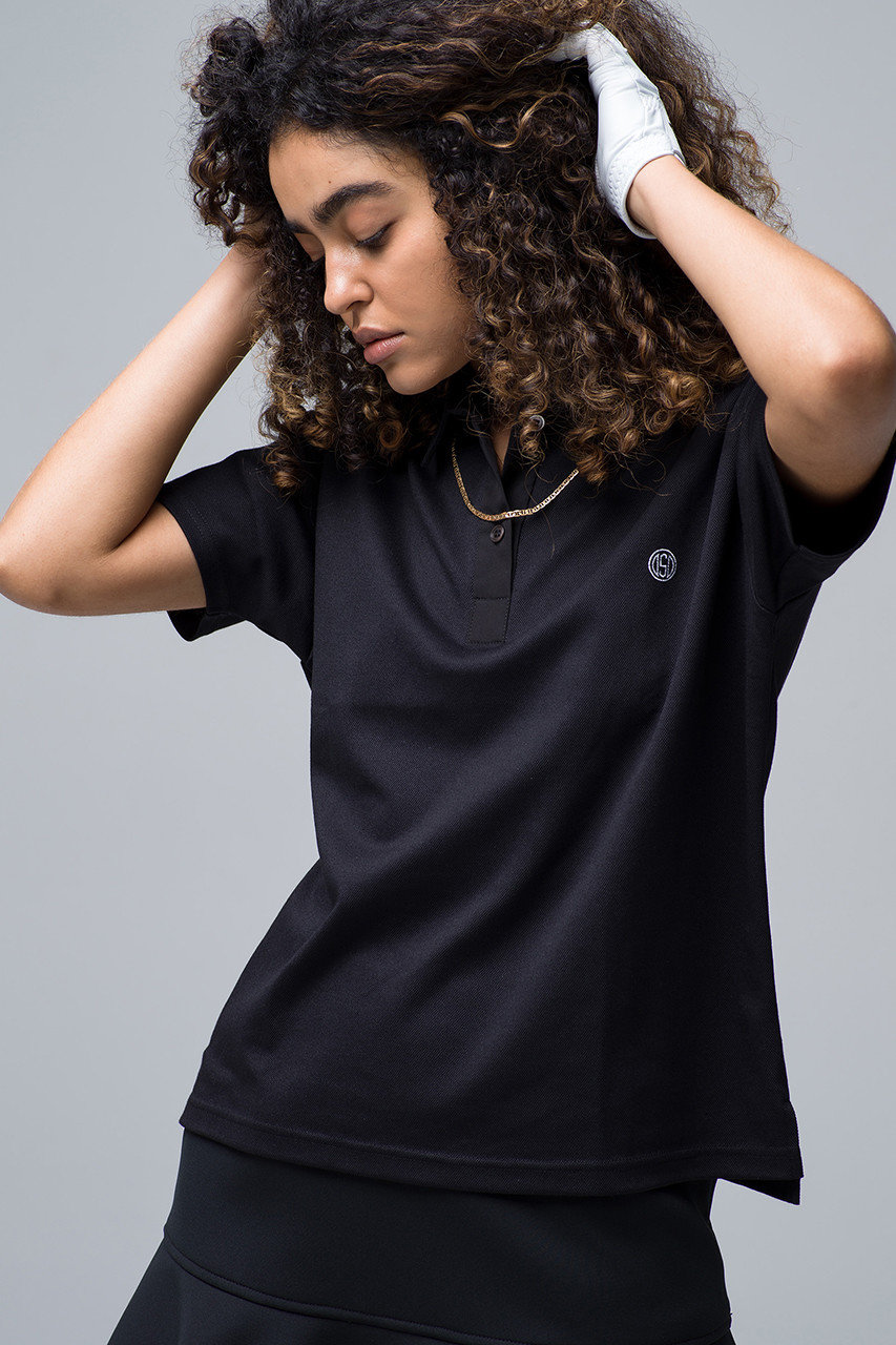 OBSIDIAN(オブシディアン)｜BIG POLO SHIRT/ブラック の通販｜ELLESHOP