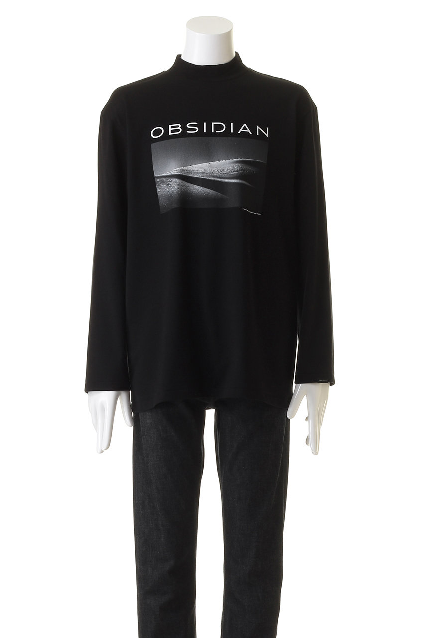 OBSIDIAN オブシディアン　長袖モックネックカットソー　ブラックL OBSIDIAN オブシディアン 長袖モックネックカットソー ブラックL