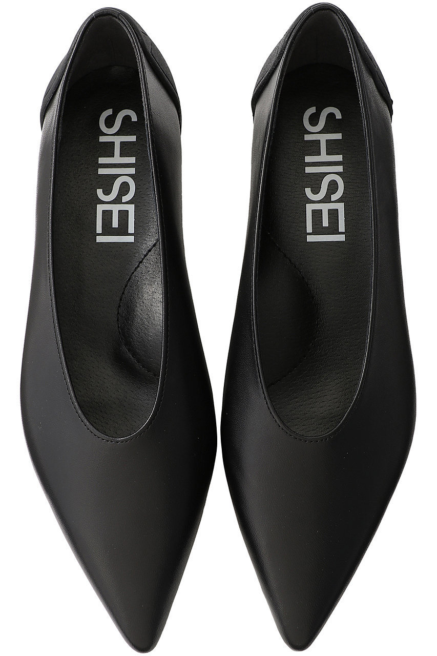 アイスのお靴彡SHISEI シーセイ ポインテッド U フラット パンプス 22.5 ブラック
