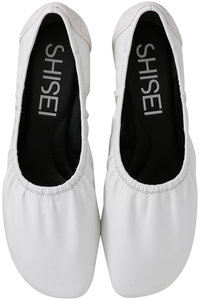 【新品】SHISEI シーセイ 定番 フラットシューズ　36.5 白 23.5 再入荷】SHISEI シセイ 41024O 42024O ギャザーバレエシューズ GATHER