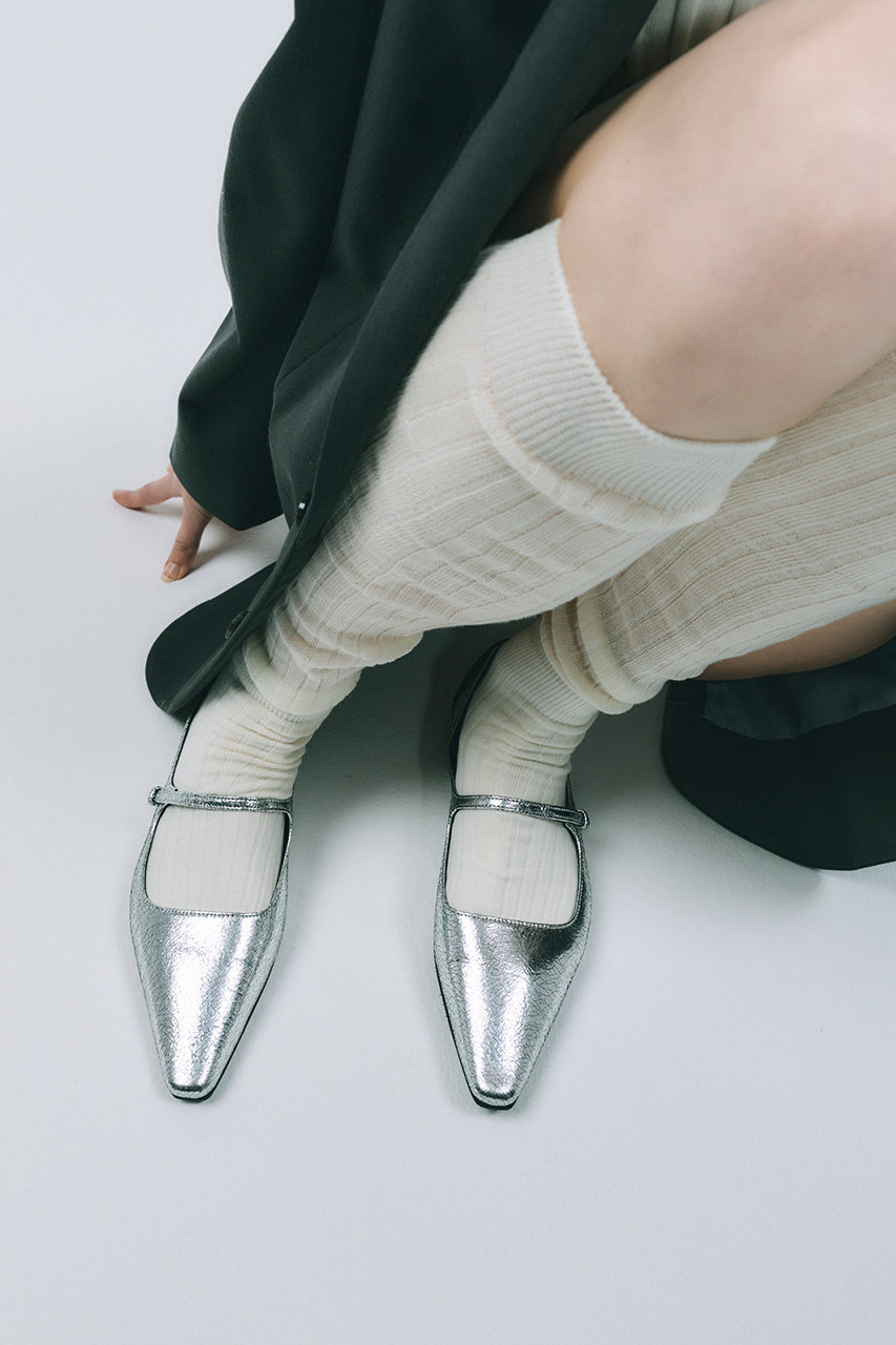 新品⭐︎SHISEI シルバー メリージェーン フラットシューズ SHISEI(シーセイ)｜CHISEL TOE MARY JANE（レイン対応）/シルバー の