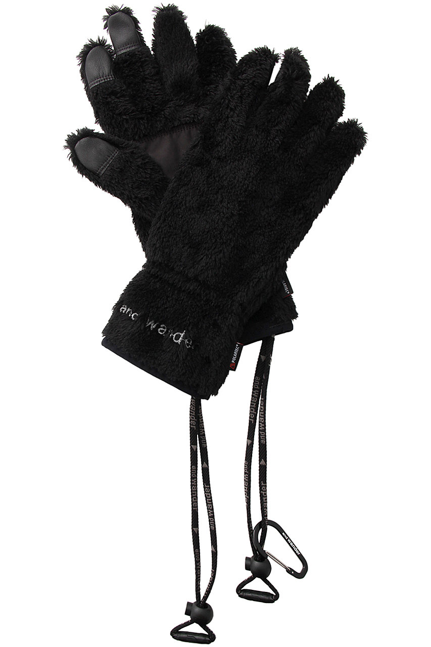 アンドワンダー/and wanderの【UNISEX】high loft fleece glove(ブラック/5743287022)