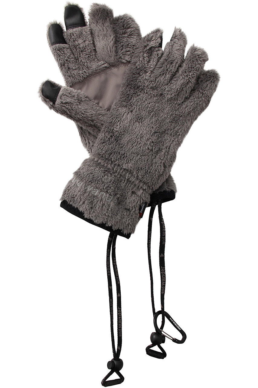 ＜ELLE SHOP＞ and wander 【UNISEX】high loft fleece glove (ダークグレー S/M) アンドワンダー ELLE SHOP画像