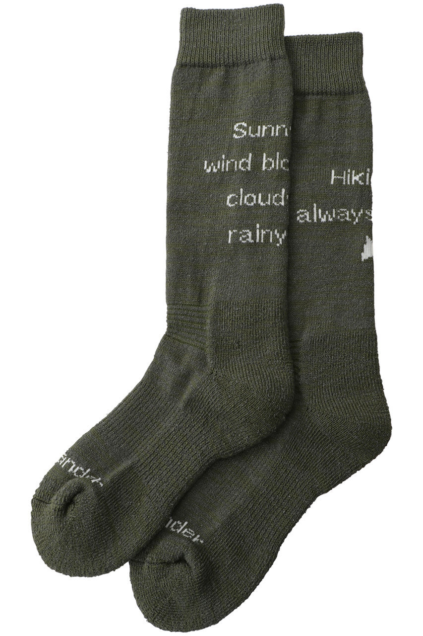 ＜ELLE SHOP＞ and wander 【UNISEX】PE/CO pile socks (カーキ S/M) アンドワンダー ELLE SHOP