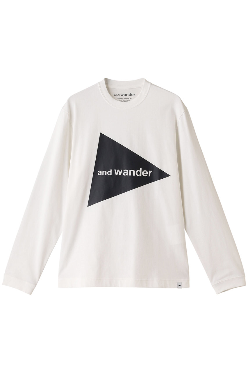  and wander 【UNISEX】and wander logo LS T (ホワイト S) アンドワンダー ELLE SHOP