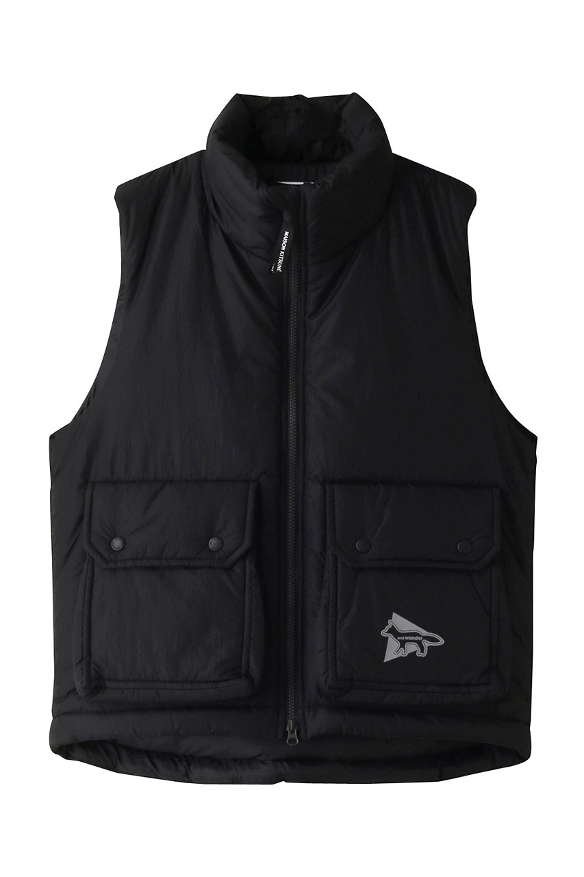 and wander 【UNISEX】【MAISON KITSUNE × and wander】 insulation vest (ブラック, 4) アンドワンダー ELLE SHOP