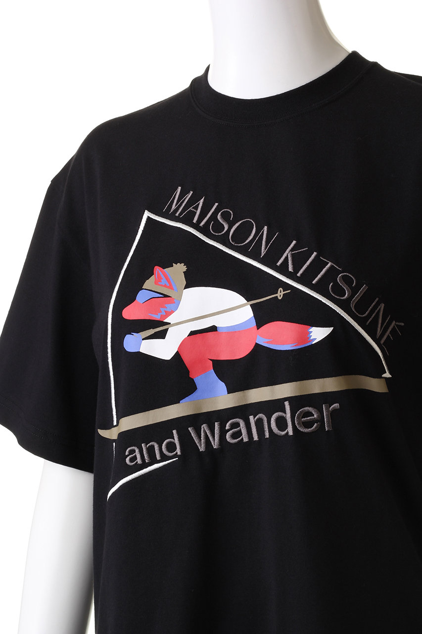 【UNISEX】【MAISON KITSUNE × and wander】 skiing fox dry cotton T