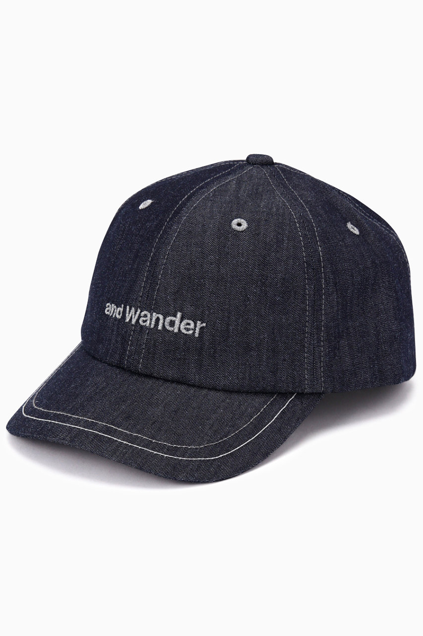 and wander 【UNISEX】128 dry denim cap (ネイビー, F) アンドワンダー ELLE SHOP