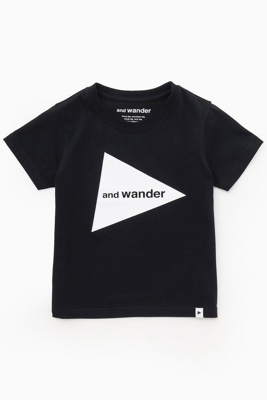 アンドワンダー/and wanderの【KID】78 and wander big logo T kids(ブラック/5744184297)