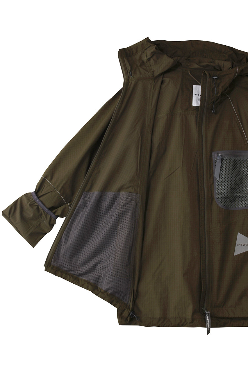 and wander(アンドワンダー)｜【UNISEX】breath rip hoodie/カーキ の