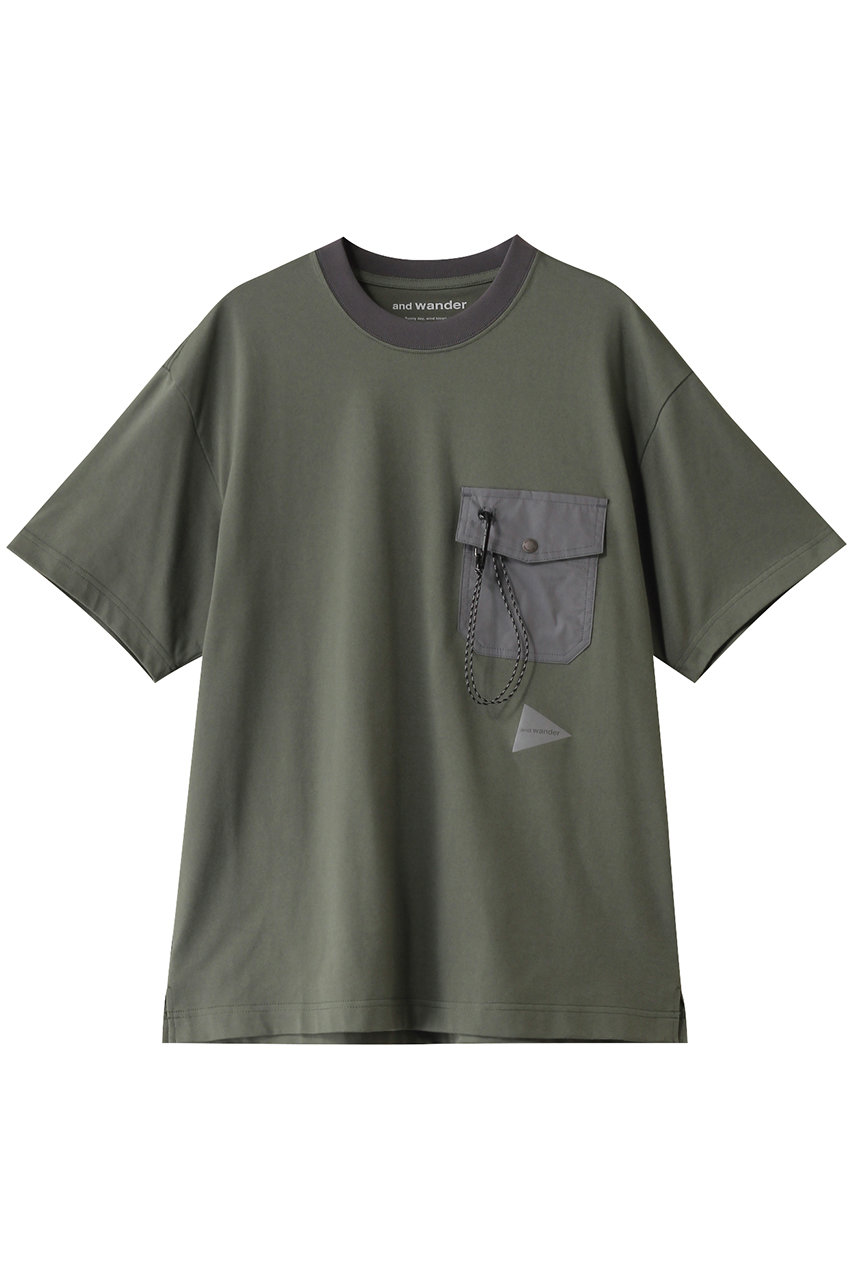 アンドワンダー/and wanderの【UNISEX】pocket Tシャツ(セージ/5745184094)