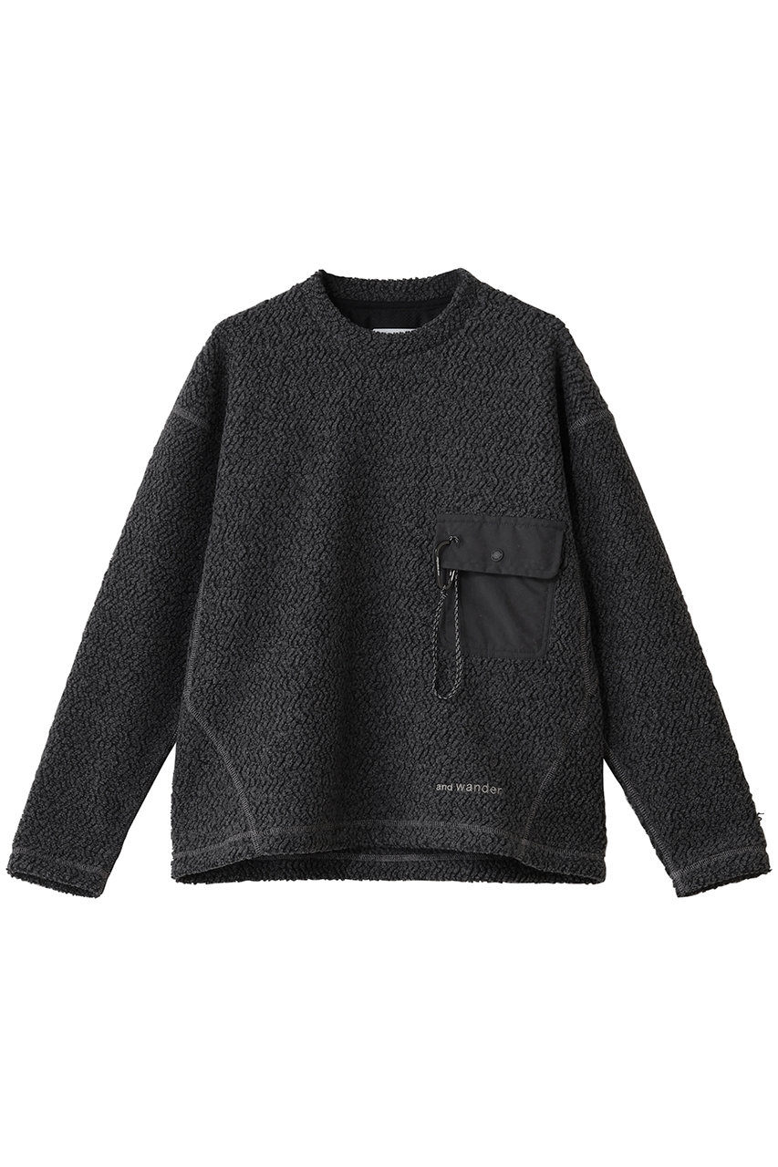 アンドワンダー/and wanderの【UNISEX】re wool ジャカード クルー ネック(チャコール/5745284062)