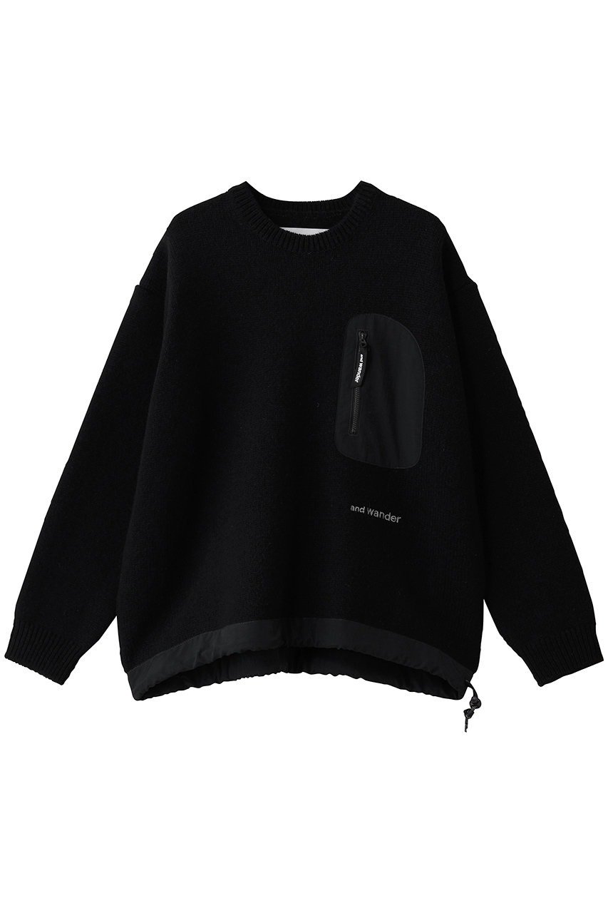 アンドワンダー/and wanderの【UNISEX】shetland wool セーター(ブラック/5745284069)
