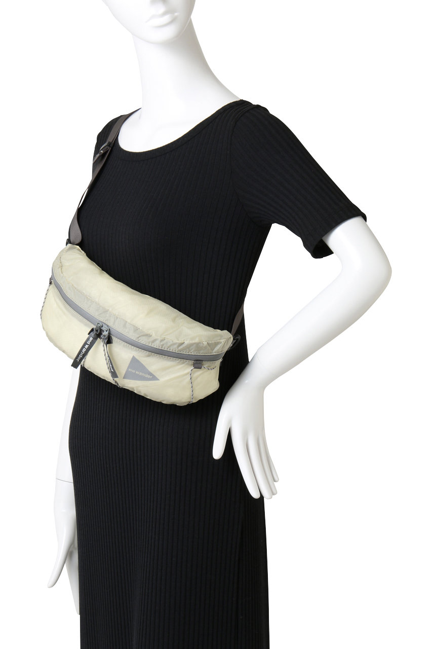 and wander(アンドワンダー)｜【UNISEX】sil ウエスト バッグ/オフ