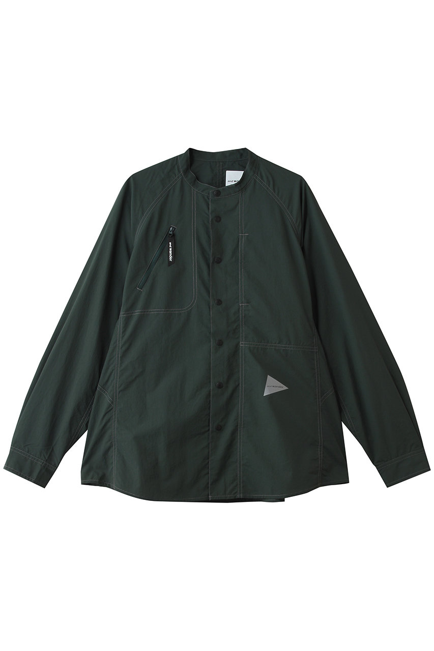 アンドワンダー/and wanderの【MEN】ストレッチ リップ バンド カラー シャツ(ダークグリーン/5746953021)