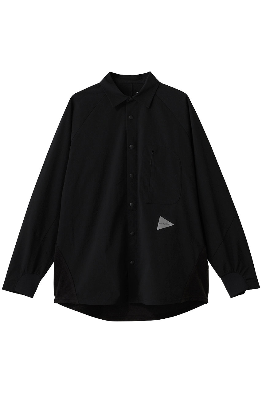 アンドワンダー/and wanderの【UNISEX】フリースベースロングスリーブシャツ(ブラック/5746253022)