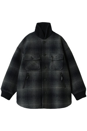 アンドワンダー/and wanderの【UNISEX】ウールシャギー チェックジャケットロング(110800/110801)