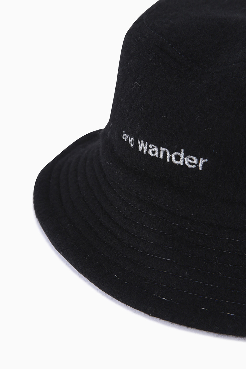 and wander(アンドワンダー)｜【予約販売】【UNISEX】wool melton hat/ブラック  の通販｜ELLESHOP・(エル・ショップ)