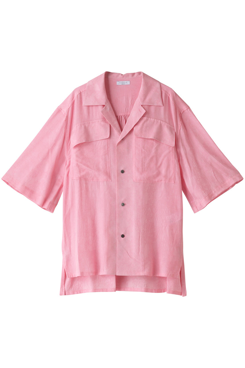 ニアー ニッポン/near.nipponのキュプラジャカード オーバーサイズシャツ(ピンク/1001-23)
