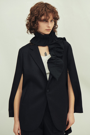 シャドーチェックファスナースリーブジャケット