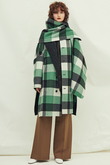 ブロックチェックストール付きケープコート