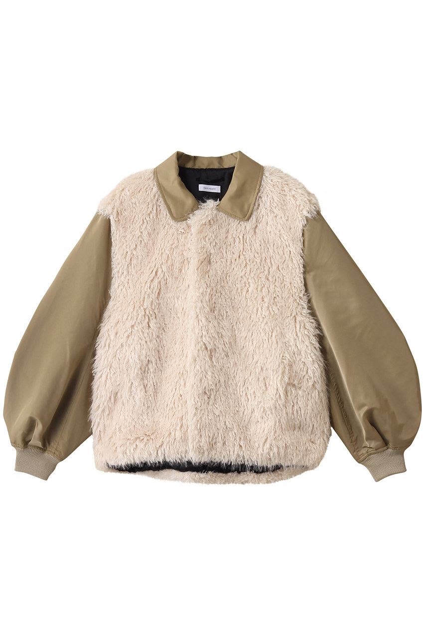 near.nippon ファーナイロンブルゾン (ホワイト×ベージュ, F) ニアー ニッポン ELLE SHOP near.nippon ファーナイロンブルゾン (ホワイト×ベージュ, F) ニアー ニッポン ELLE SHOP