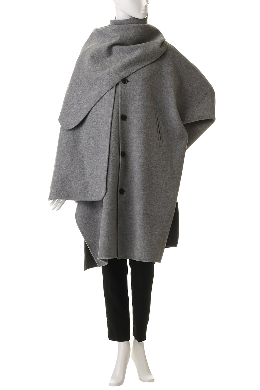 near.nippon(ニアー ニッポン)｜ストール付き ケープコート/杢グレー