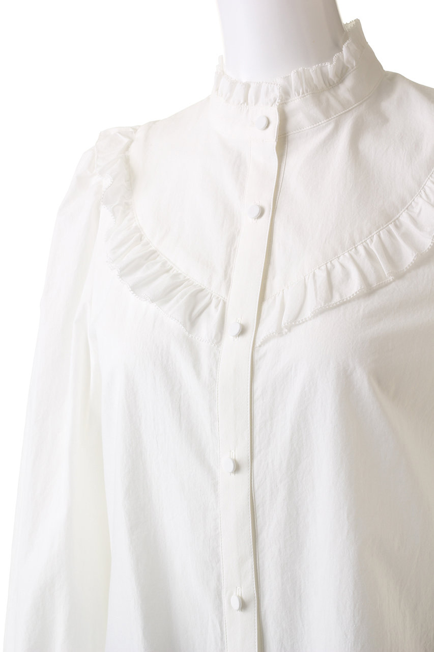LE BOUQUET(ル ブーケ)｜スタンドフリルカラーシャツ/ホワイト の通販