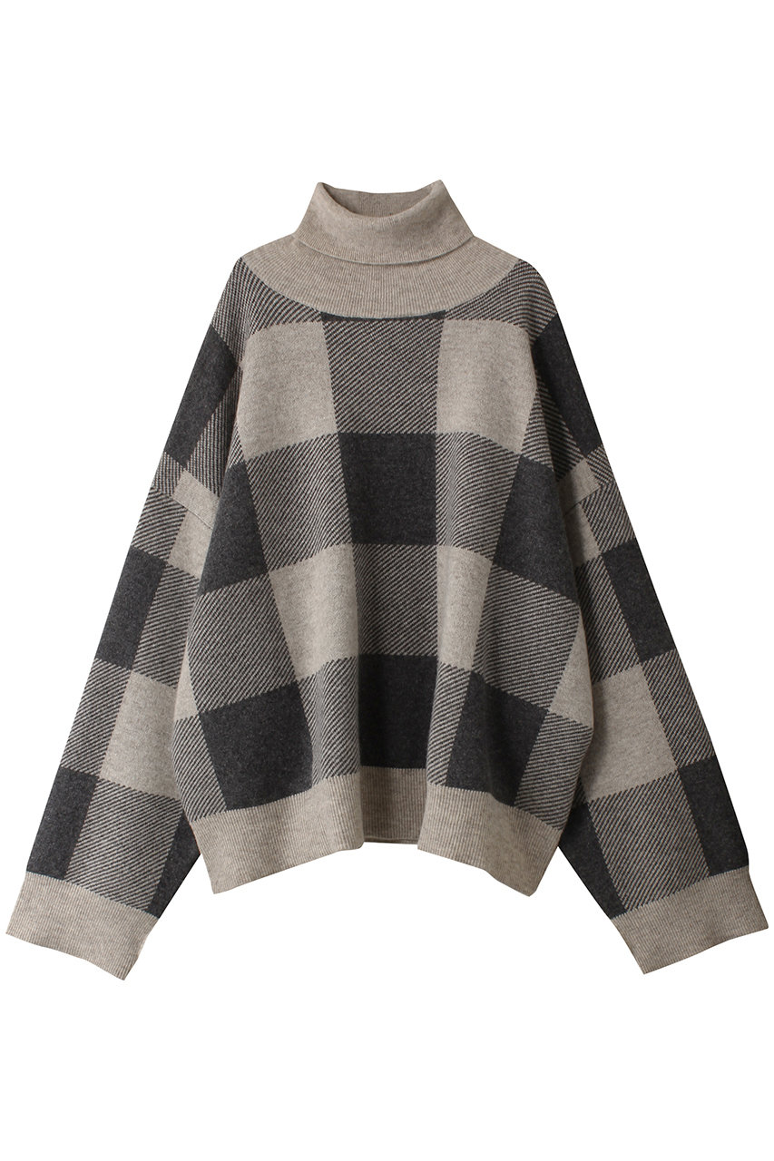 シーオール/SEEALLの【UNISEX】EXTRA OVER ハイネック セーター(ブロックチェック/SAU41KJ681WOOLCHECK)