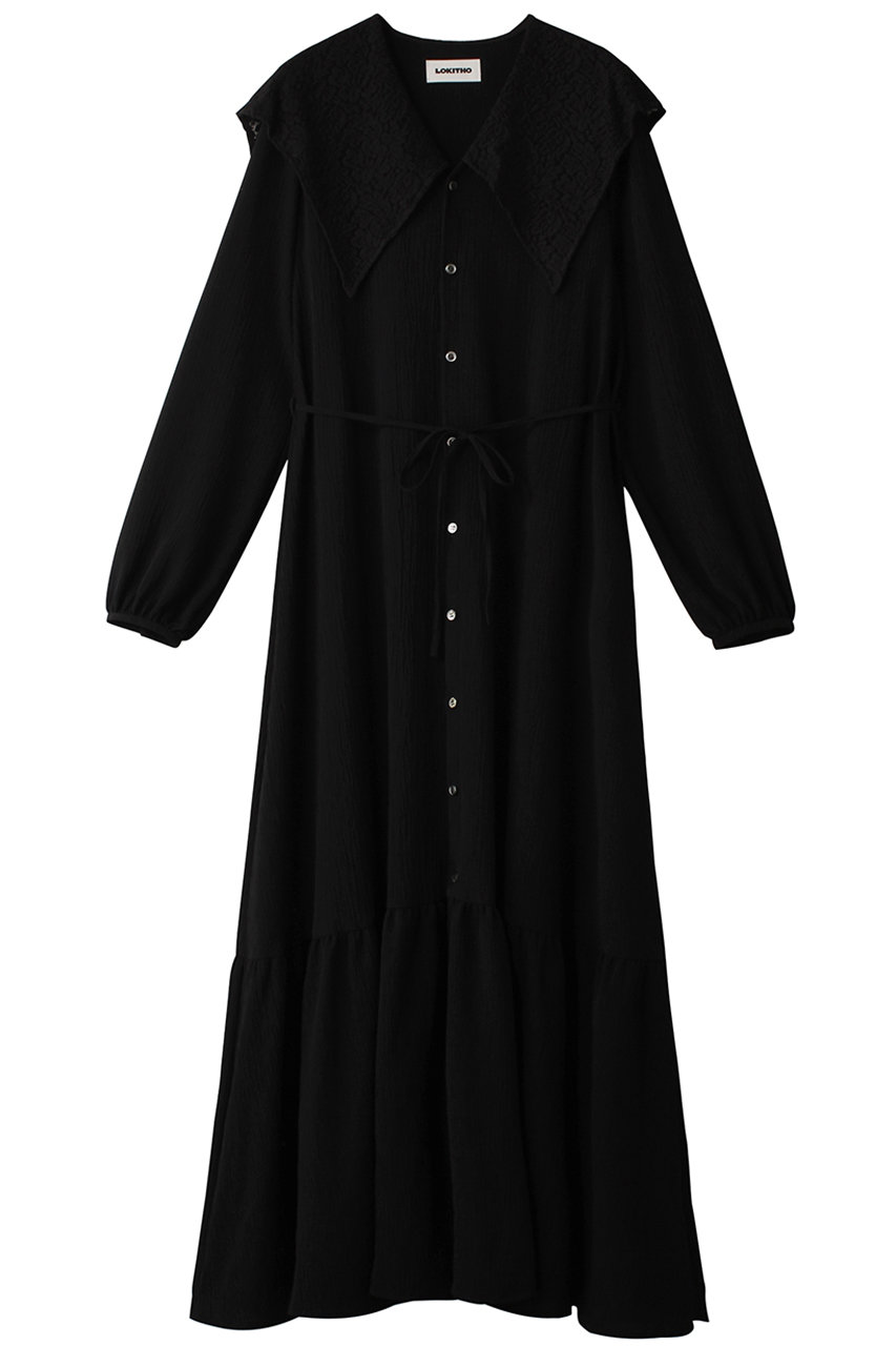＜ELLE SHOP＞ LOKITHO ケープカラーYORYU ドレス (ブラック 1) ロキト ELLE SHOP