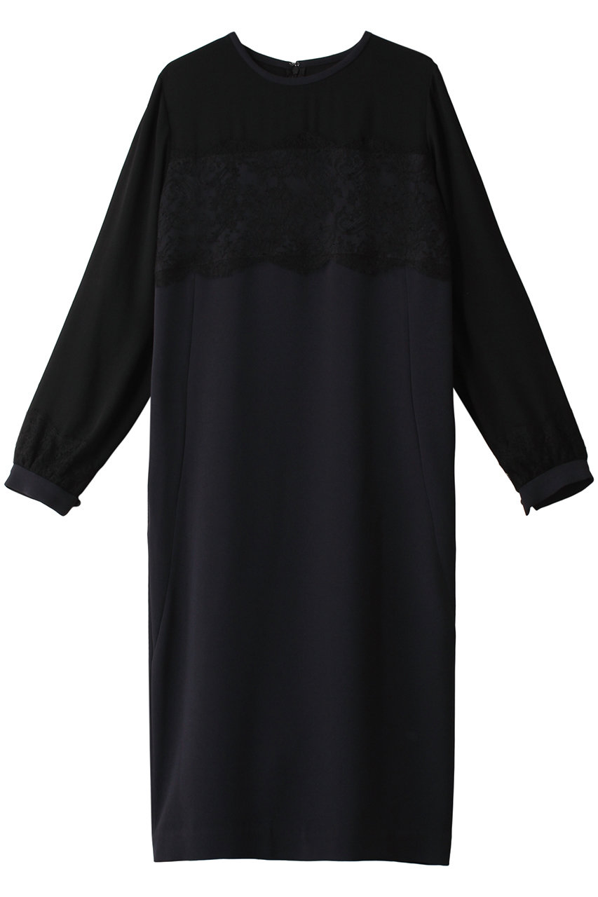 ロキト/LOKITHOのリバーレース ロングスリーブ ドレス(ネイビー/1612-50104)