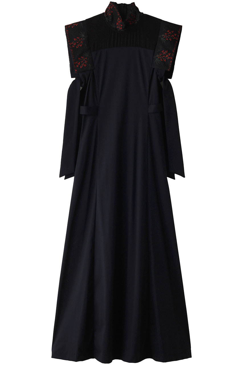 ロキト/LOKITHOのナローエンブロイダリー ノースリーブ ドレス(ネイビーレッド/1612-85102)