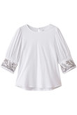 エンブロイダリー カフ UネックTシャツ