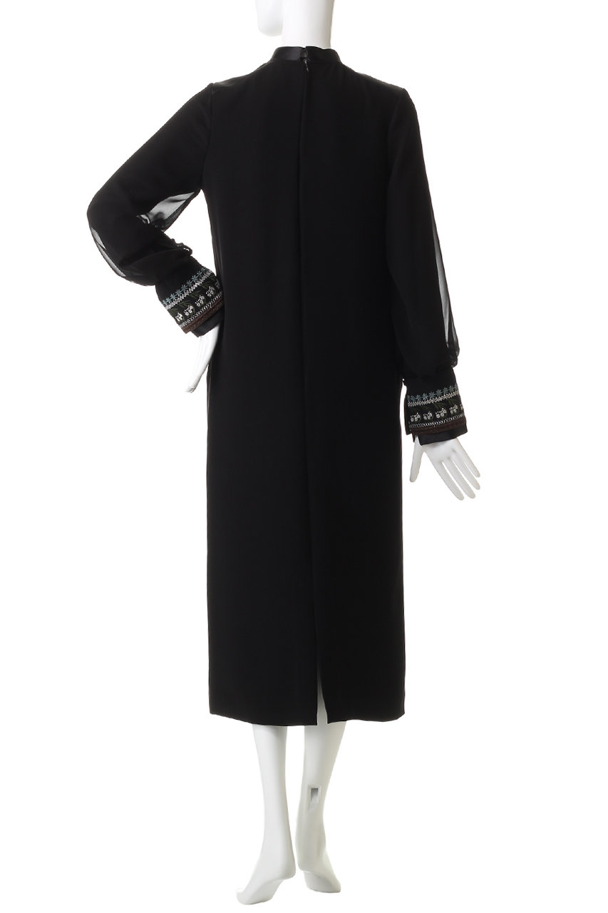 LOKITHO(ロキト)｜コード エンブロイダリー パネル ドレス/ブラック