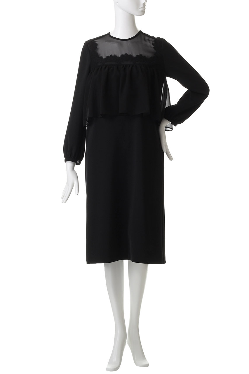 LOKITHO(ロキト)｜ナロー エンブロイダリー フィルド ドレス/ブラック