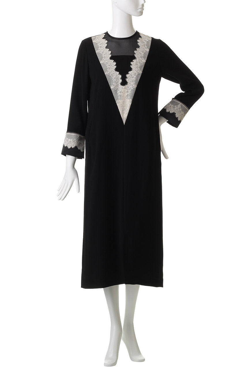 LOKITHO(ロキト)｜レース Vネック チュニック ドレス/ブラック