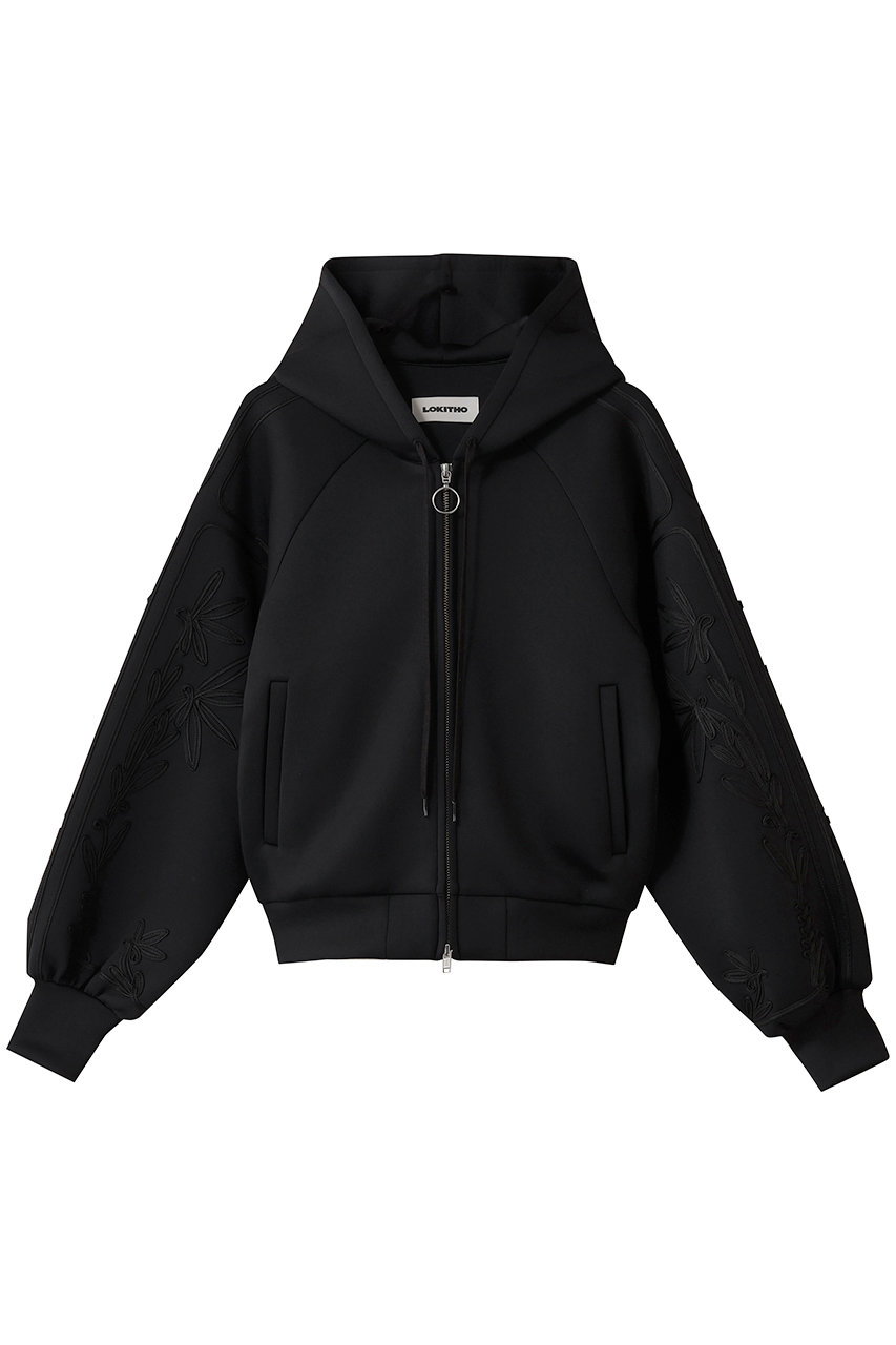 ロキト/LOKITHOのコード エンブロイダリー ジップアップ フーディー(ブラック/1734-10101)