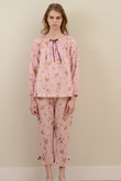 ダブルガーゼ花柄プリント ラグランスリーブパジャマ