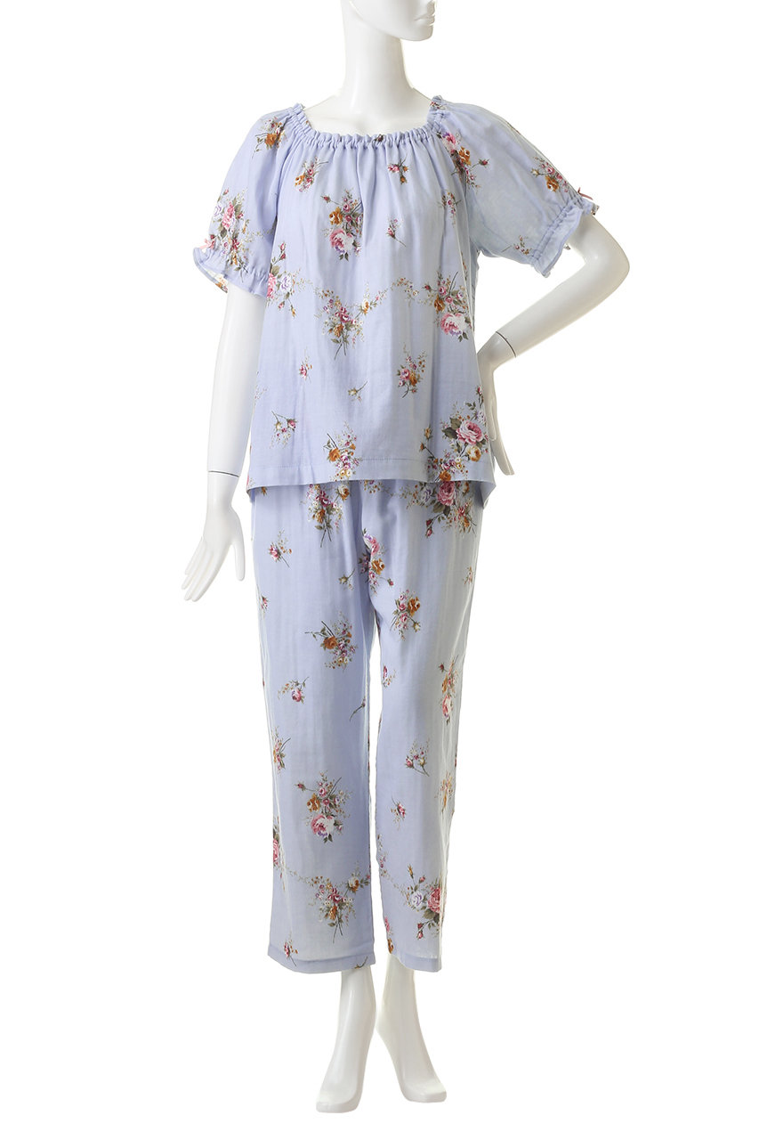 独特の素材 IKUKO 花柄 Wガーゼ 半袖 パジャマ イクコ パジャマ