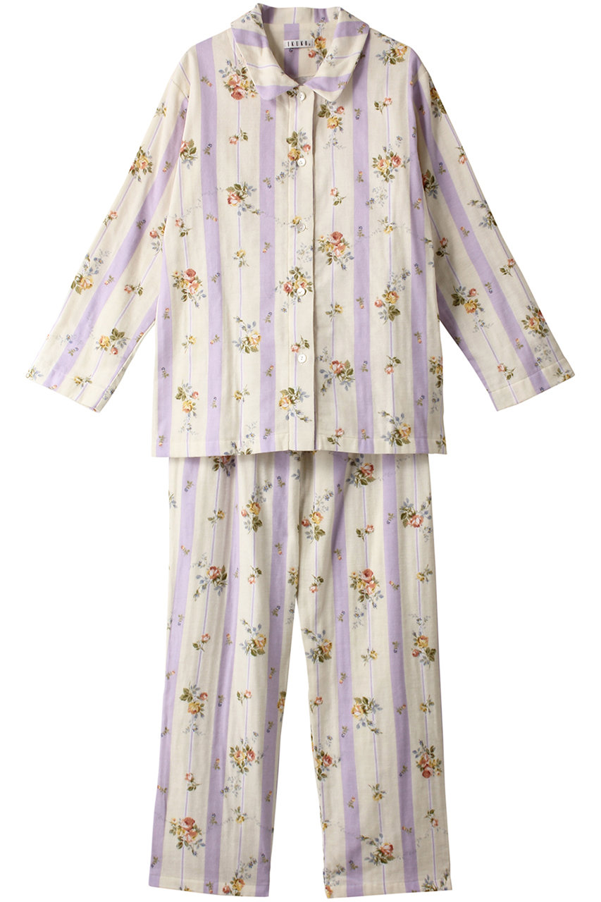 IKUKO(イクコ)｜ダブルガーゼ起毛花柄プリント 襟付きパジャマ
