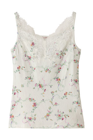 イクコ/IKUKOの60接結花柄プリント　リバーレースキャミソール(160200/160201)