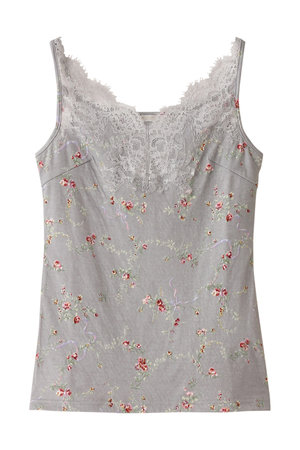 イクコ/IKUKOの60接結花柄プリント　リバーレースキャミソール(160200/160201)