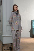 スムース花柄プリント ハイネックパジャマ
