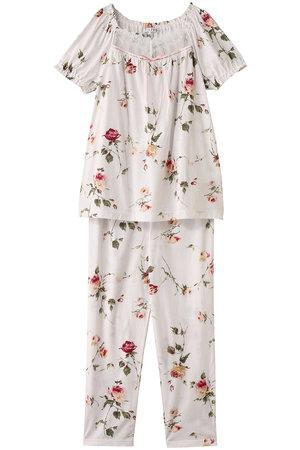 イクコ/IKUKOのSZ天竺花柄プリント フロントレースパジャマ(111000/111001)