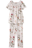 SZ天竺花柄プリント フロントレースパジャマ