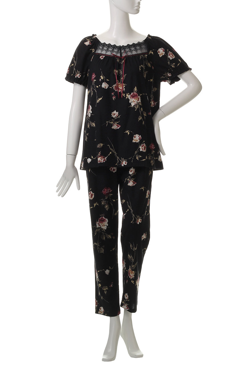 IKUKO(イクコ)｜SZ天竺花柄プリント フロントレースパジャマ