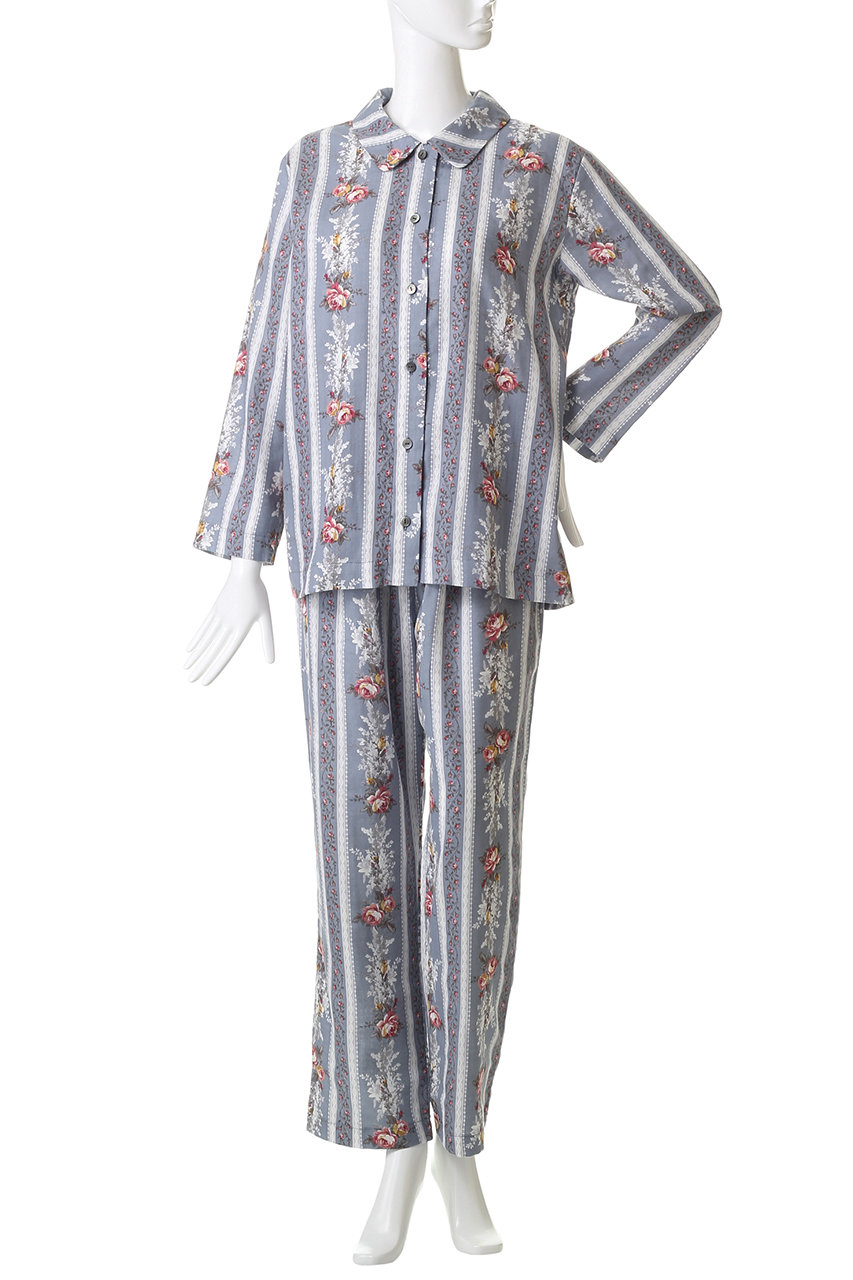 IKUKO(イクコ)｜ダブルガーゼ花柄襟付きパジャマ/ピンク の通販