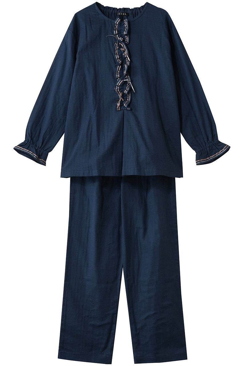 ダブルガーゼ フロントフリル&リボンパジャマ